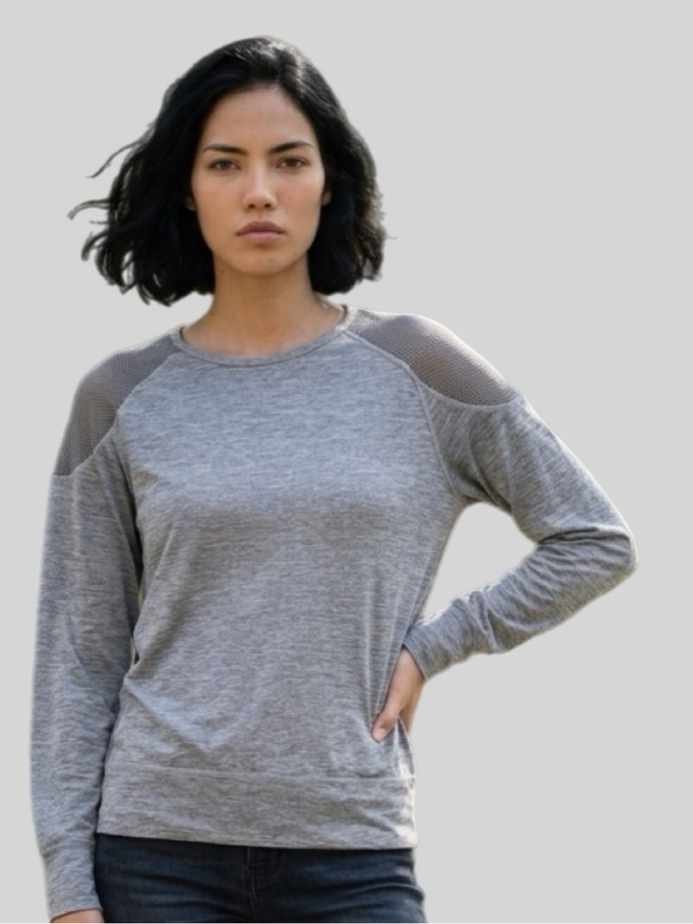 ACX Women's Grey Long-Sleeve Pullover Top